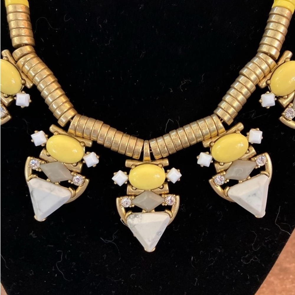 Statement Necklace, Yellow, Black While. - image 2